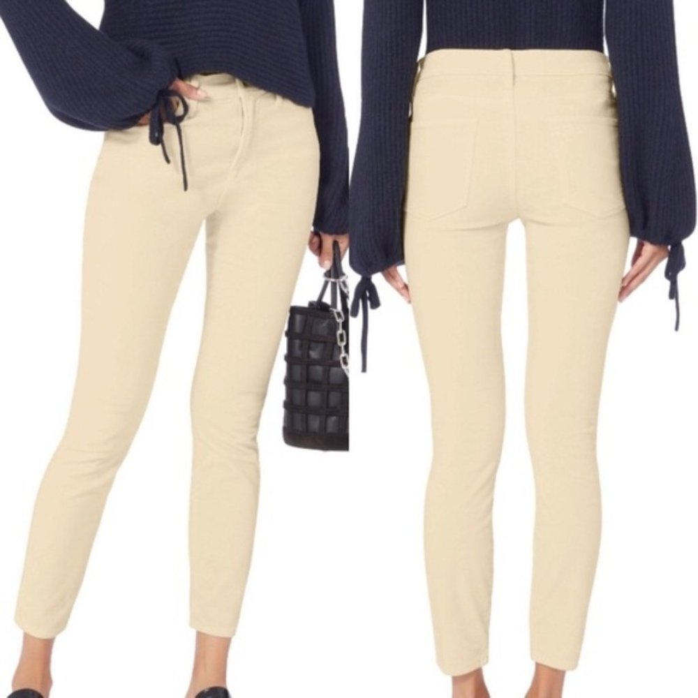 NWT FRAME Le High Skinny Ivory velvet Jeans 25